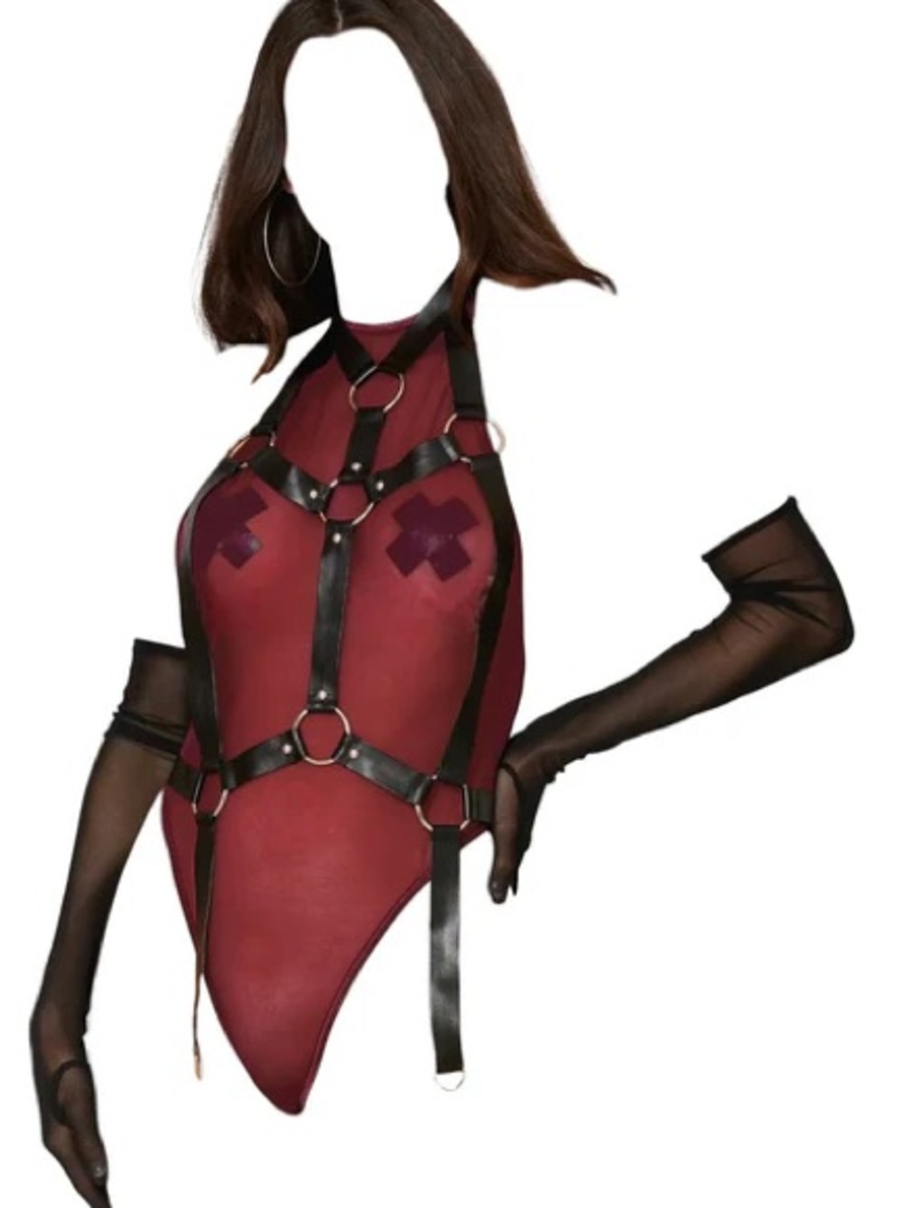 NWOT Dreamgirl Faux Vegan Leather Silver Loop Body Harness